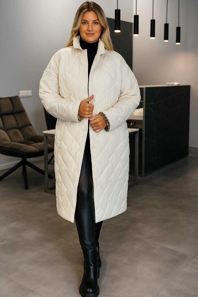 Anaïs – Manteau matelassé avec doublure léopard