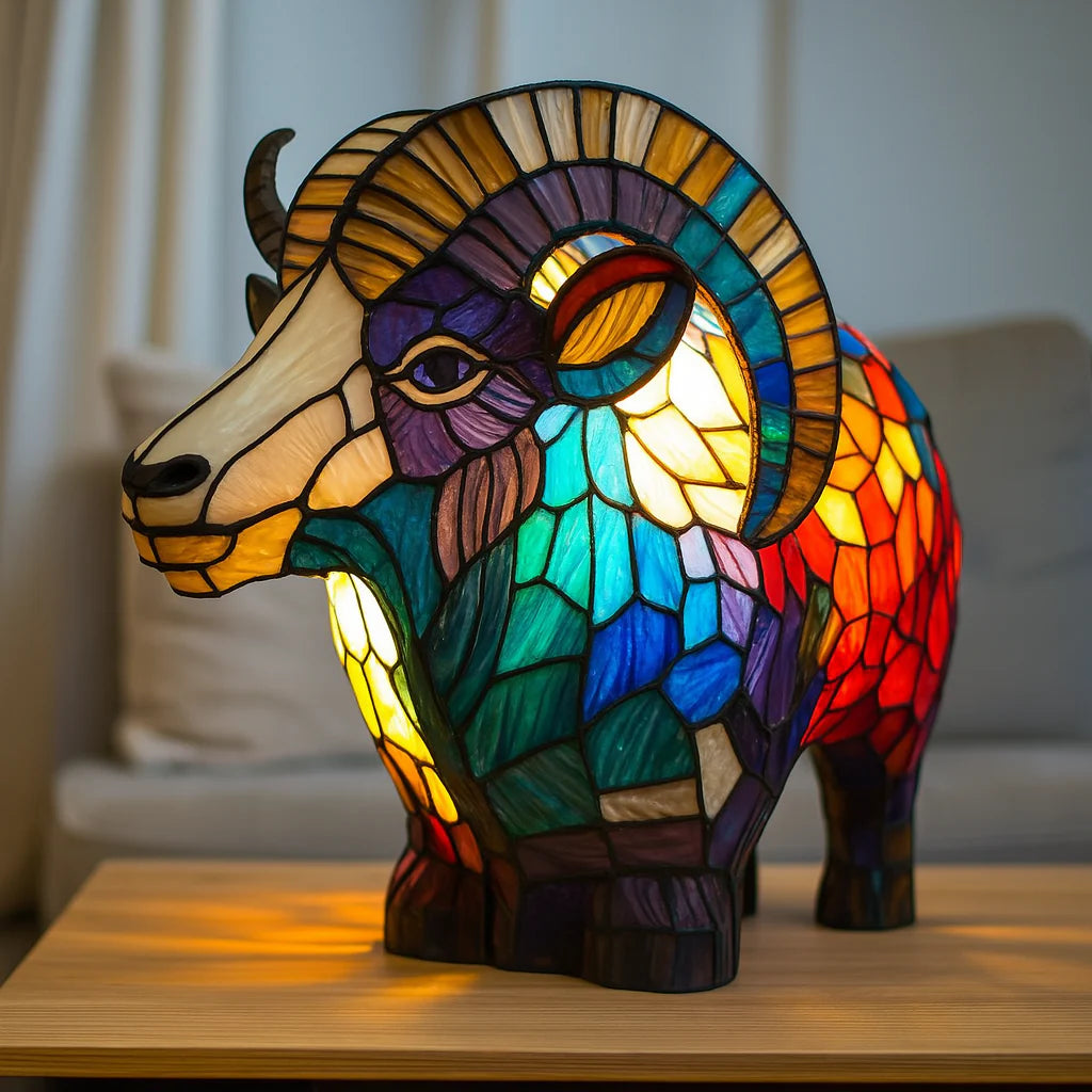 Lulu – Lampe chèvre magique en verre coloré