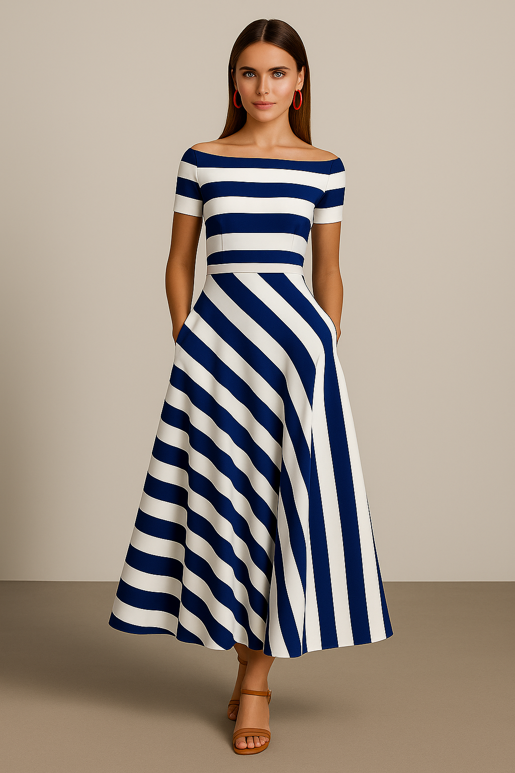Margaux – Robe Légère et Aérienne à Rayures Subtiles