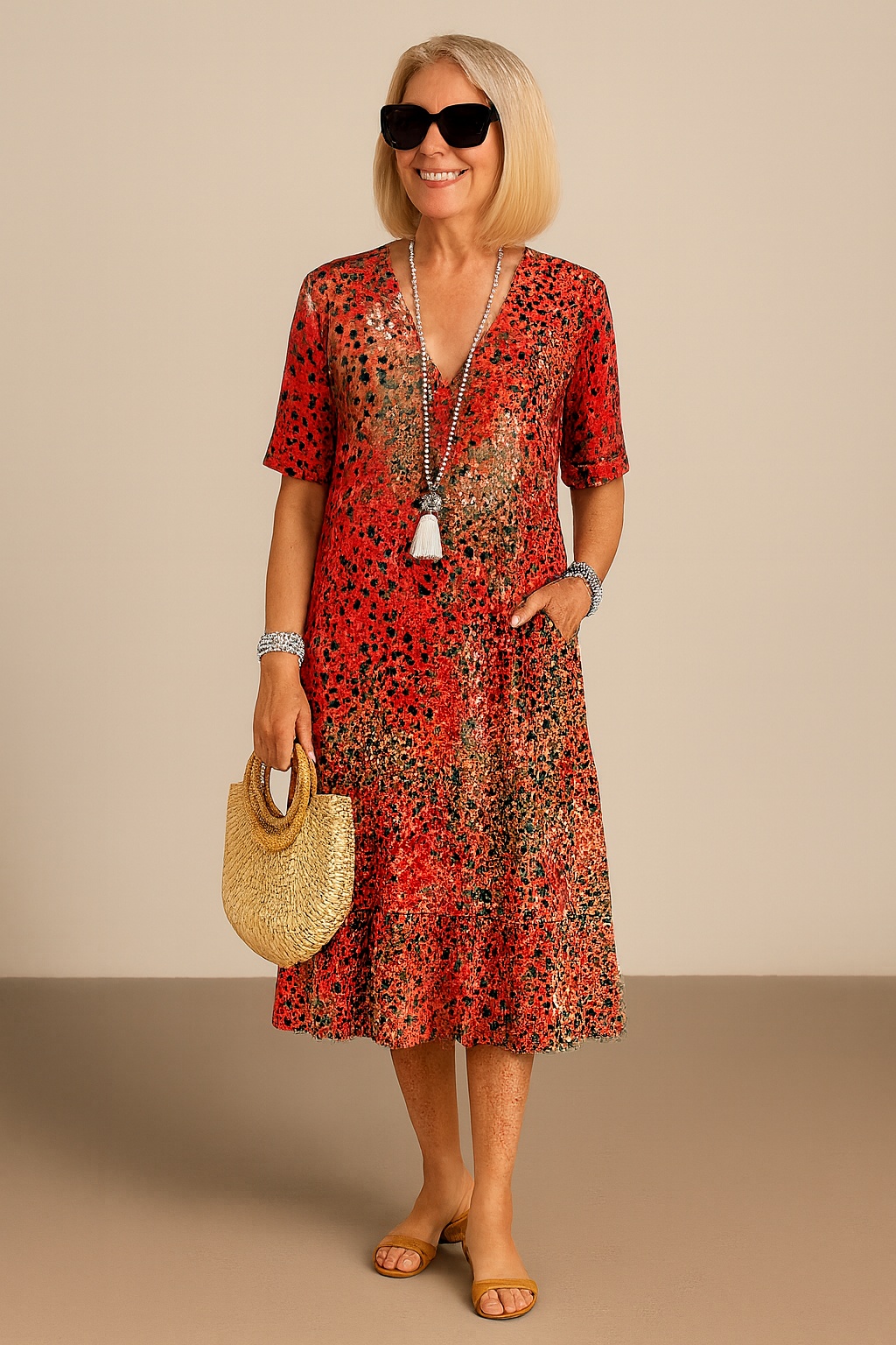 Rosélia – Robe Midi Éclatante