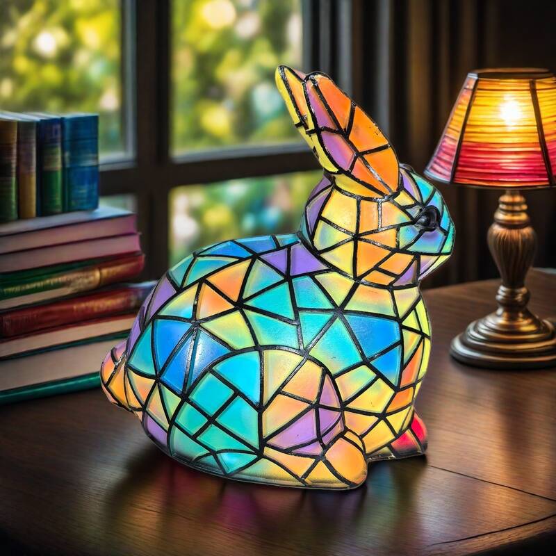 Lapinou – Lampe lapin en verre coloré magique